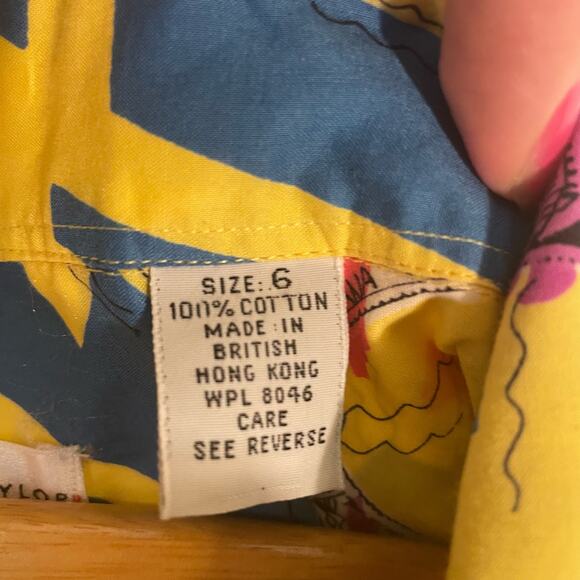 Fun Loud Yellow 80’s Short Sleeve Button Up Postal Stamp Shirt - Picture 3 of 7